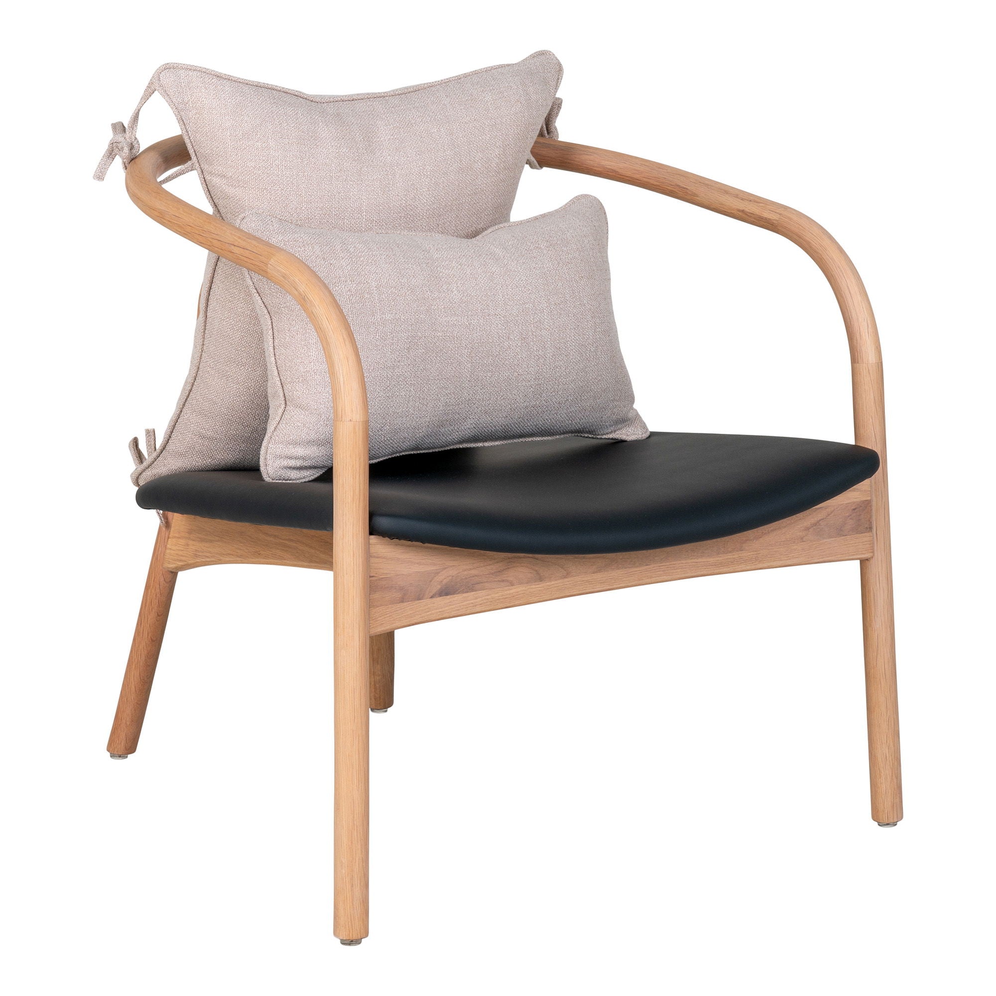 Alberca – Lounge-Sessel, Eiche/PU-Kissen, natur/schwarz, 70×64×66,5 cm
